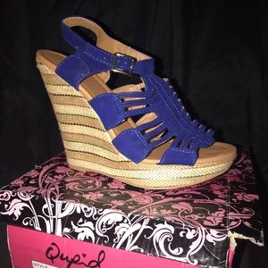 Royal Blue Suede Wedges